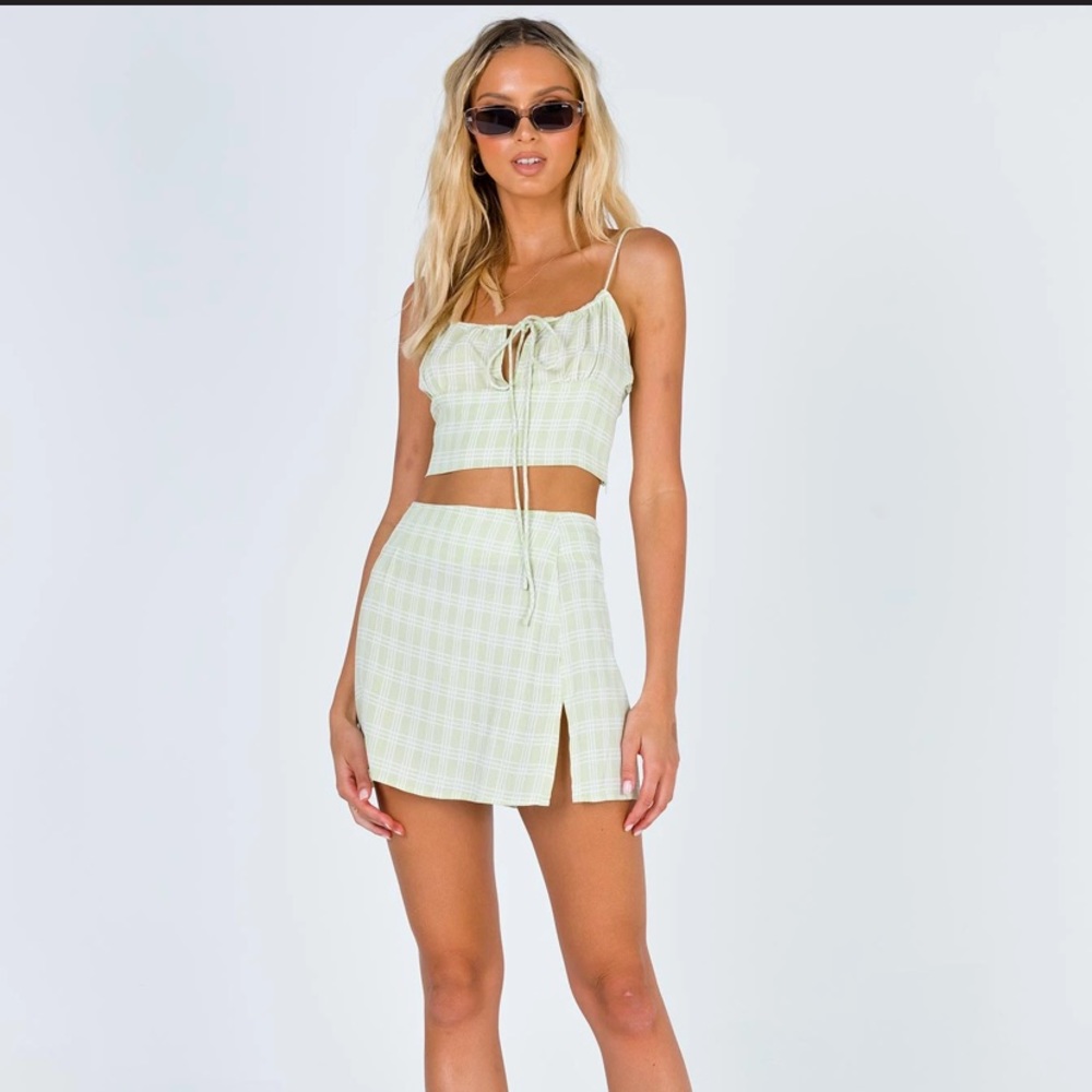 Sheny mini skirt in sage check